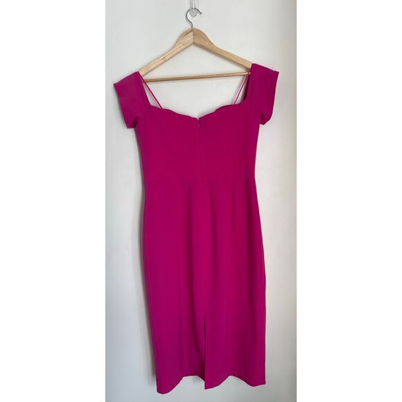 Dress The Population Bailey Off-Shoulder Bodycon Midi Dress in Hot Pink, Large - Picture 6 of 8